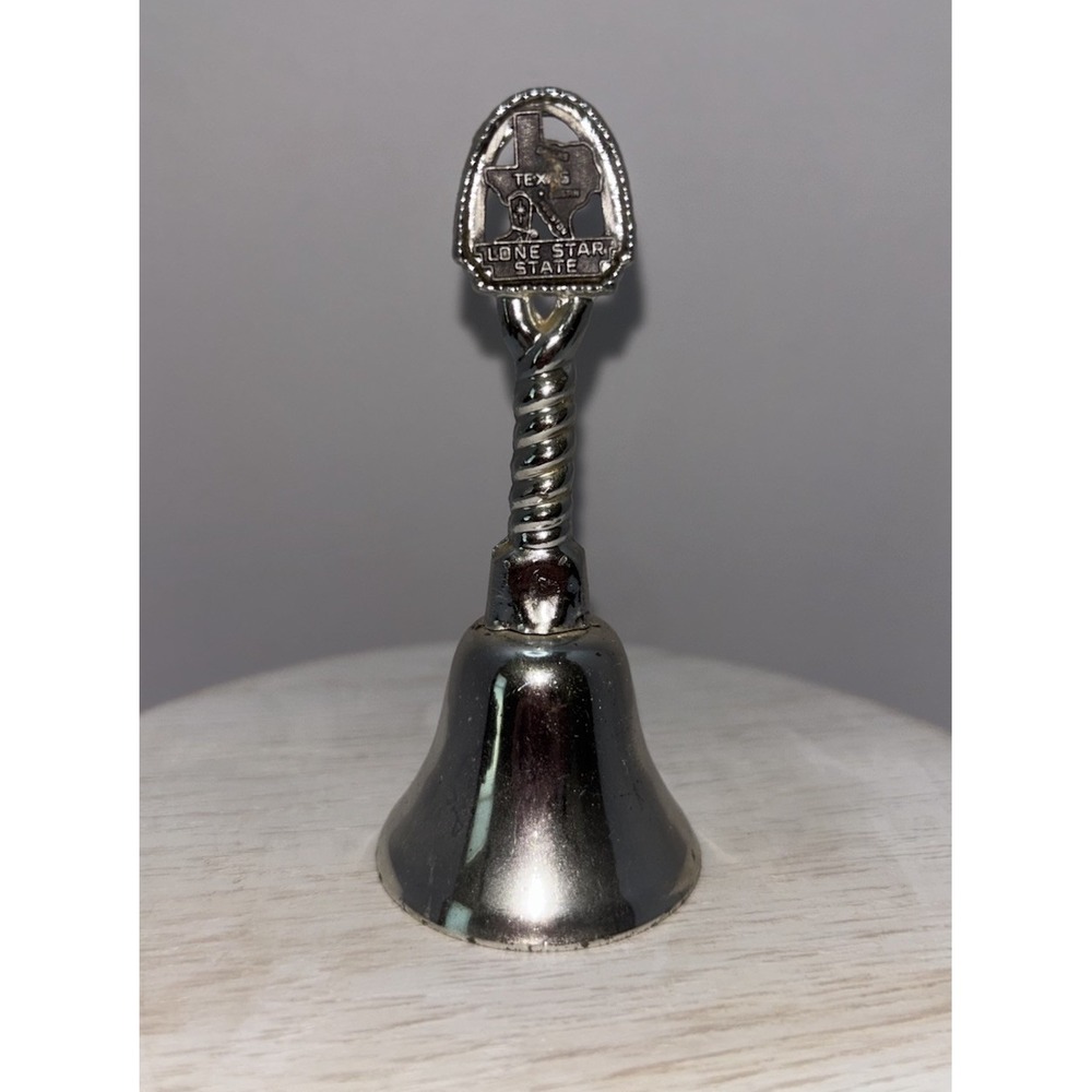 Bell Texas Lone Star State Silver-Toned Bell 4" Tall by 1.5" Wide